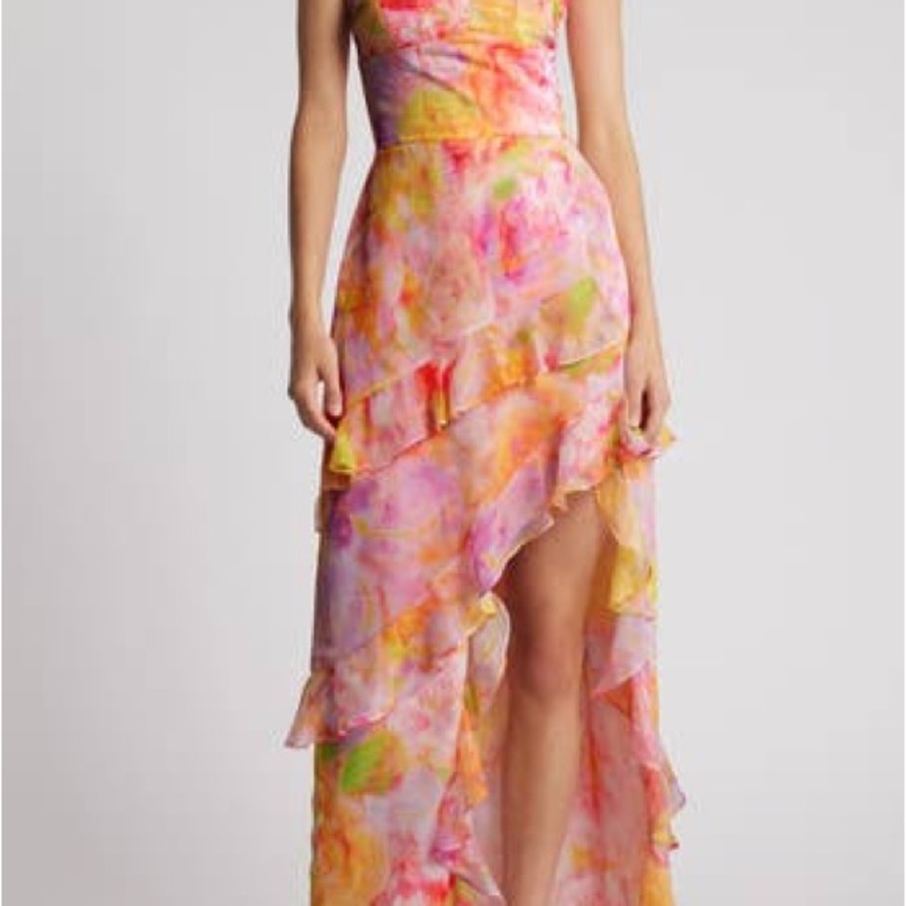 Amanda Uprichard Pink and Yellow Floral Maxi Dress - Picture 2 of 3